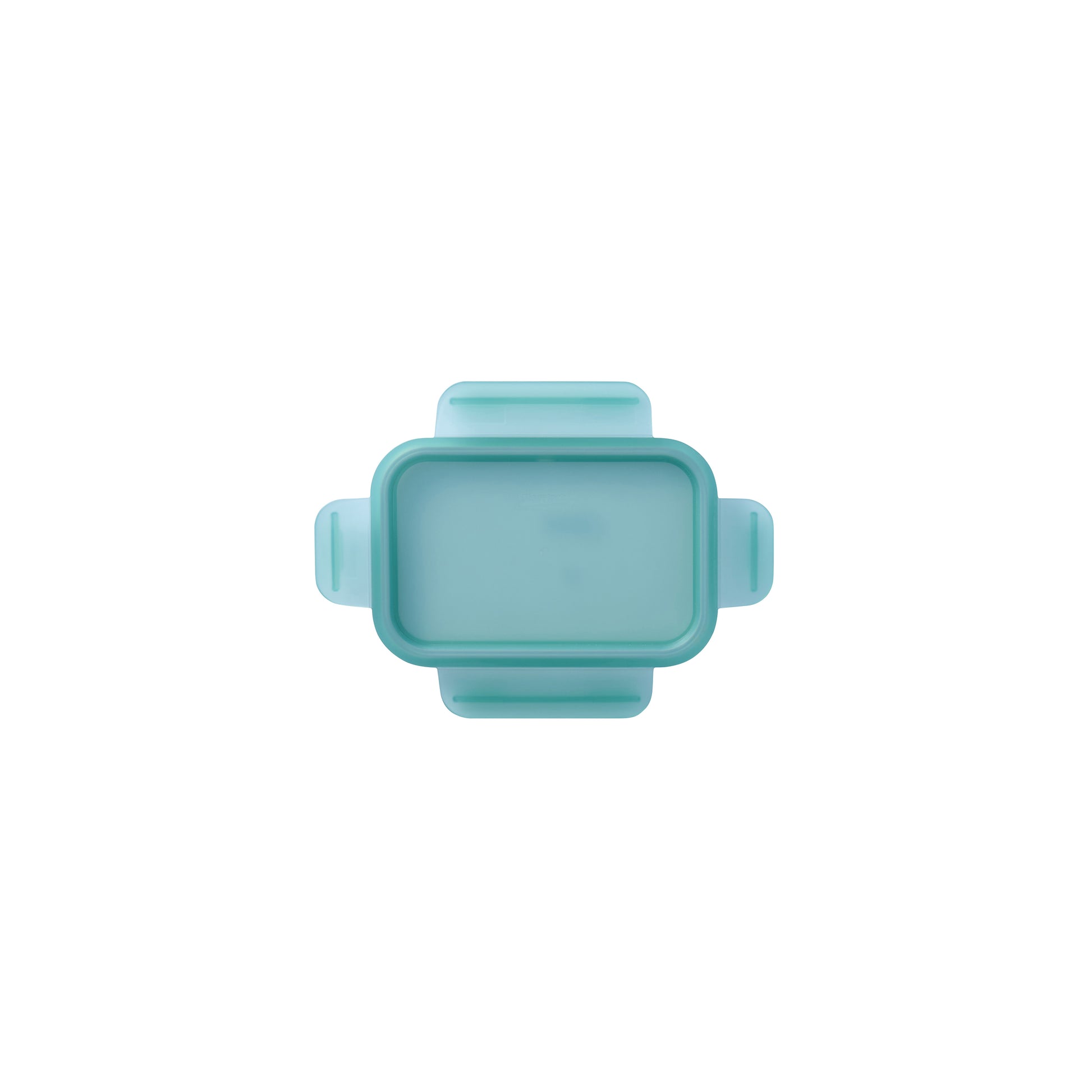 Translucent teal rectangle replacement lid with side grip tabs