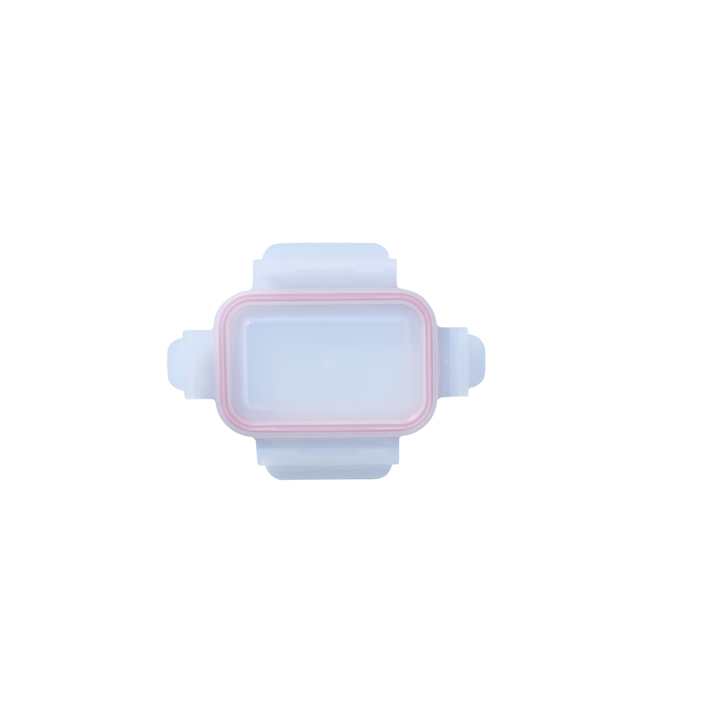 Rectangular replacement lid with clear window, red-pink border, and side lock tabs