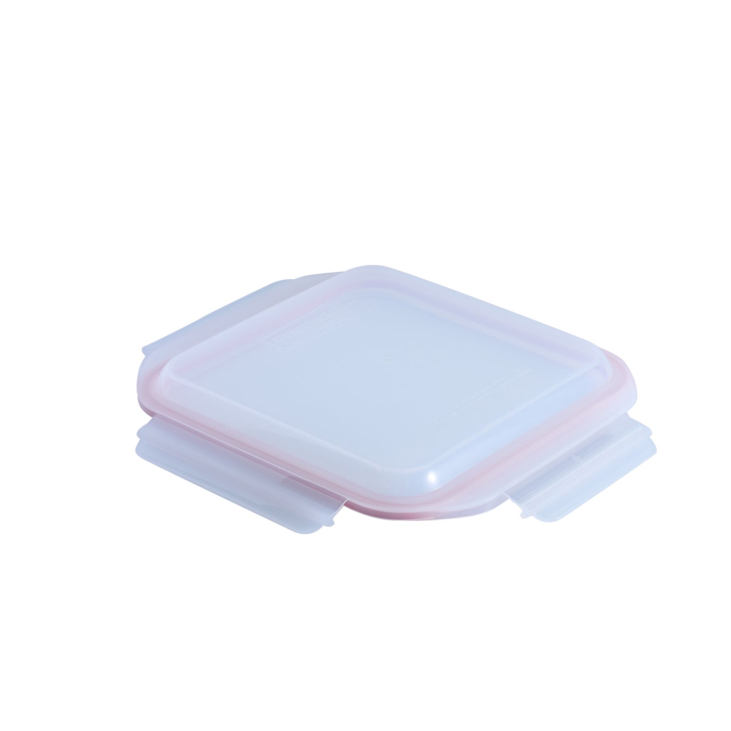 Square baker replacement lid, clear with red edge and hinged corner tabs