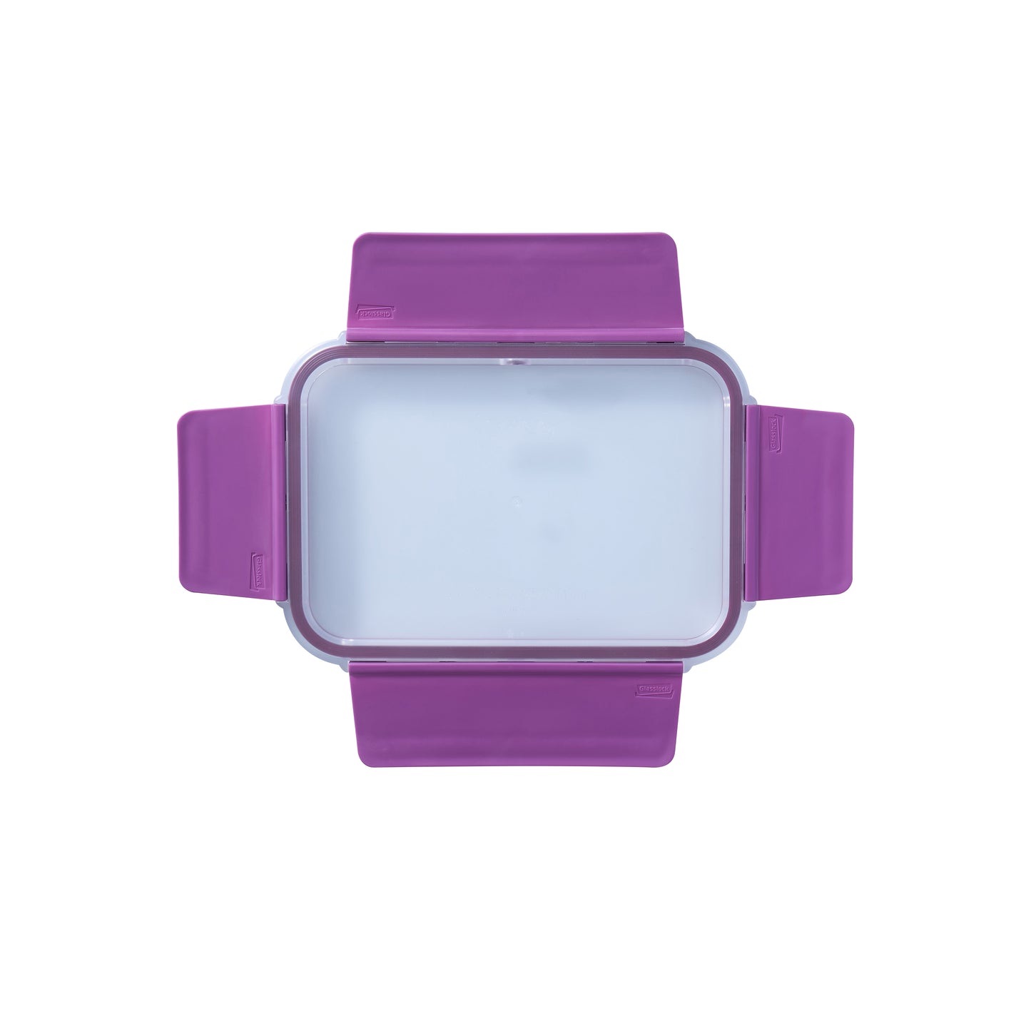 Purple rectangular replacement lid with snap-seal handles