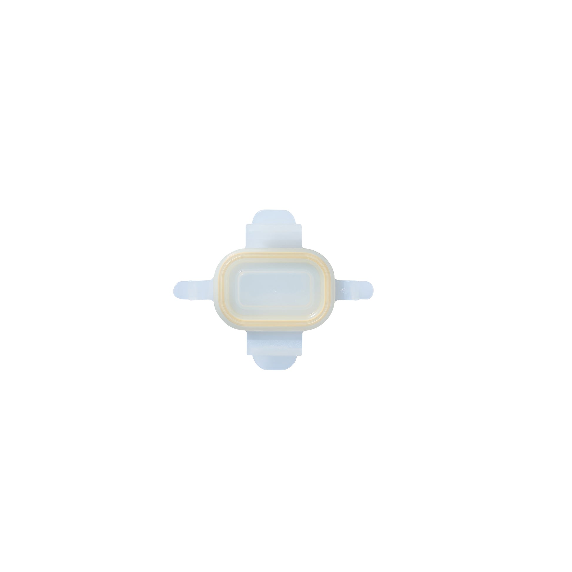 Rectangular replacement lid with yellow gasket and side locking arms for baby container