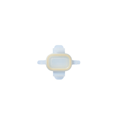 Rectangular replacement lid with yellow gasket and side locking arms for baby container