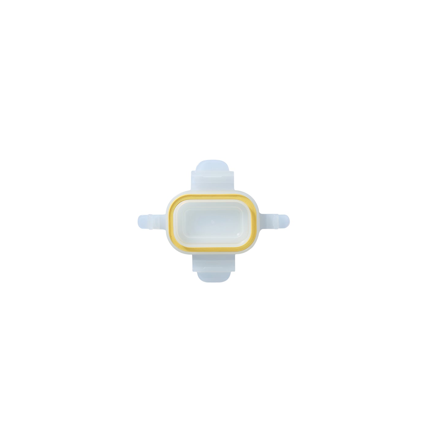 Rectangular baby food container replacement lid, yellow gasket and 4 locking tabs