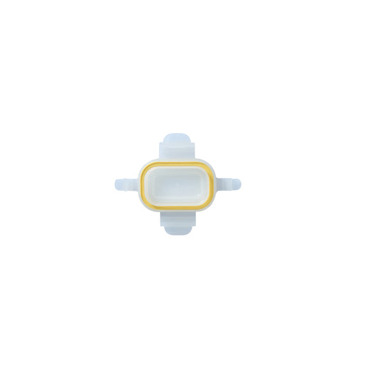 Rectangular baby food container replacement lid, yellow gasket and 4 locking tabs