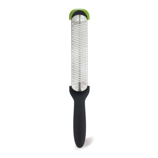 Rasp grater with fine grating face and black handle