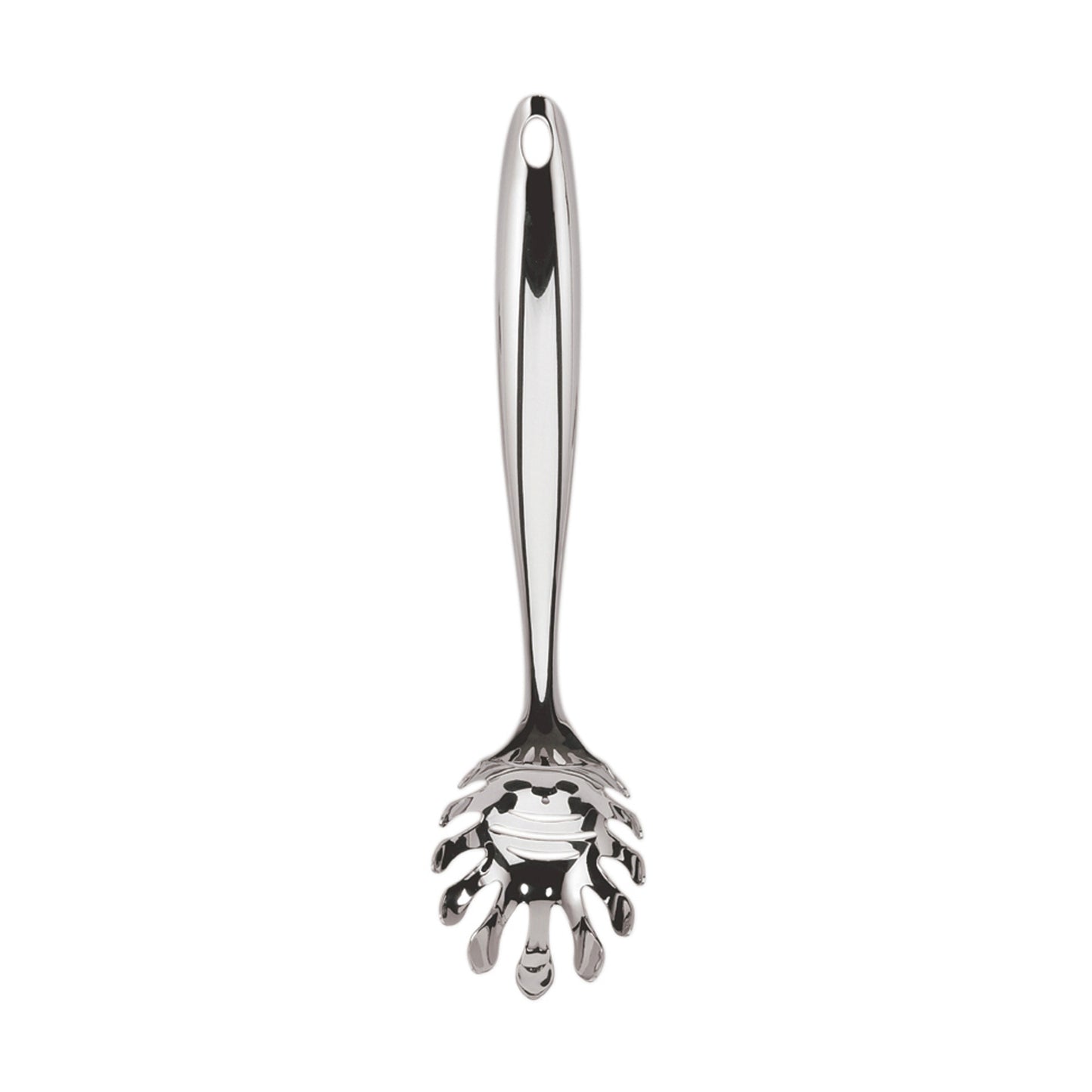Tempo stainless steel spaghetti server with long handle and pronged fork head