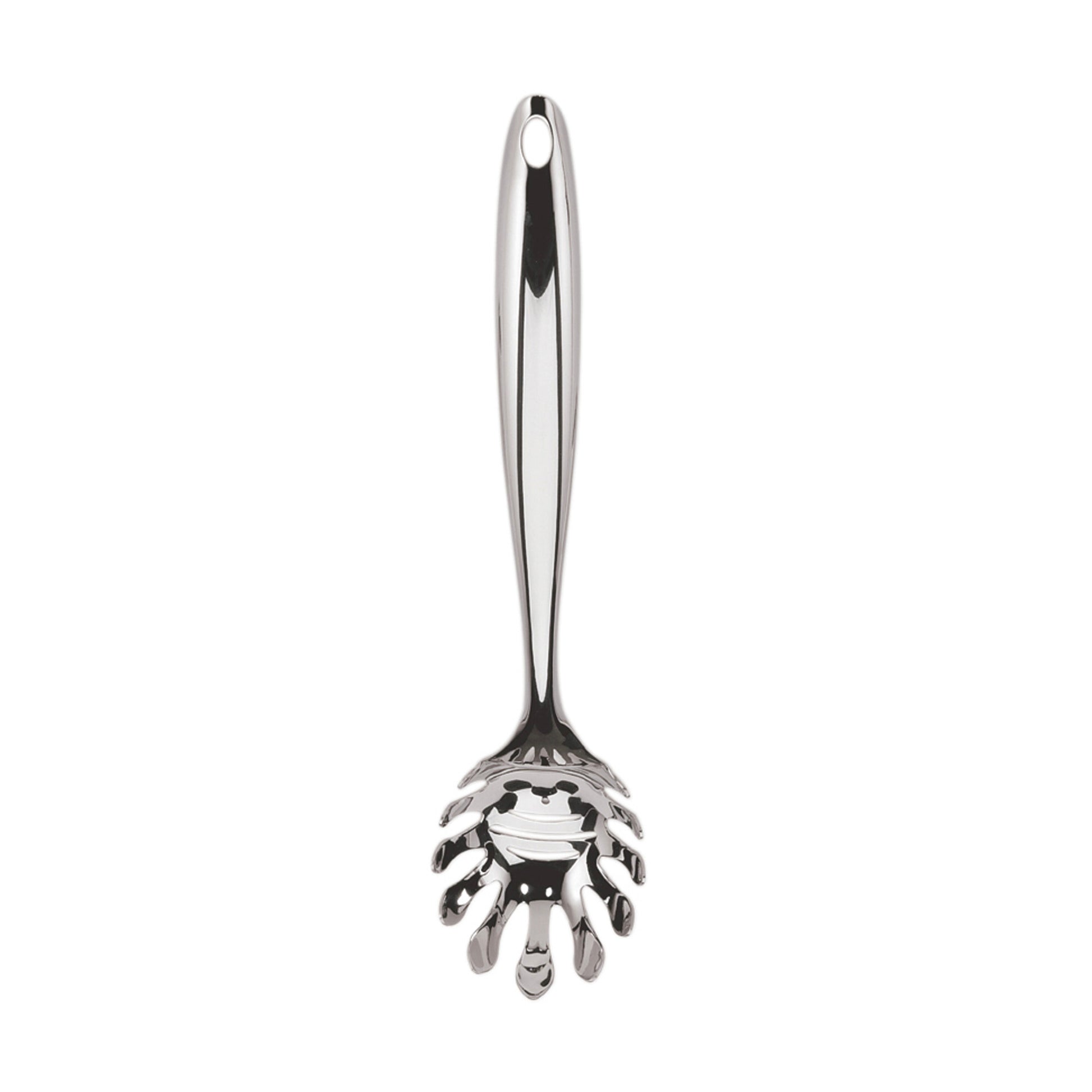 Tempo stainless steel spaghetti server with long handle and pronged fork head