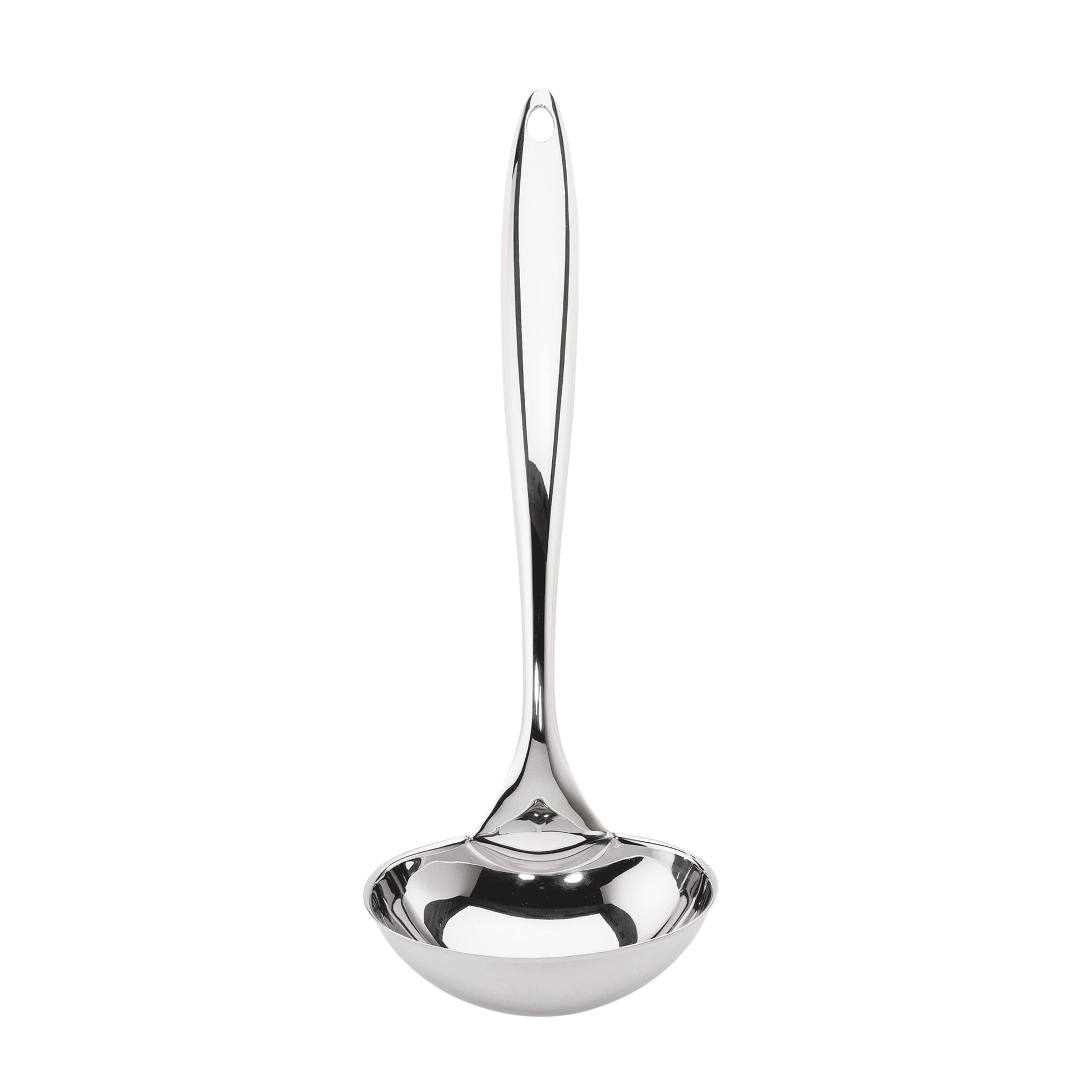 Tempo serving ladle with polished stainless-steel bowl and long handle