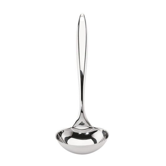 Tempo serving ladle with polished stainless-steel bowl and long handle