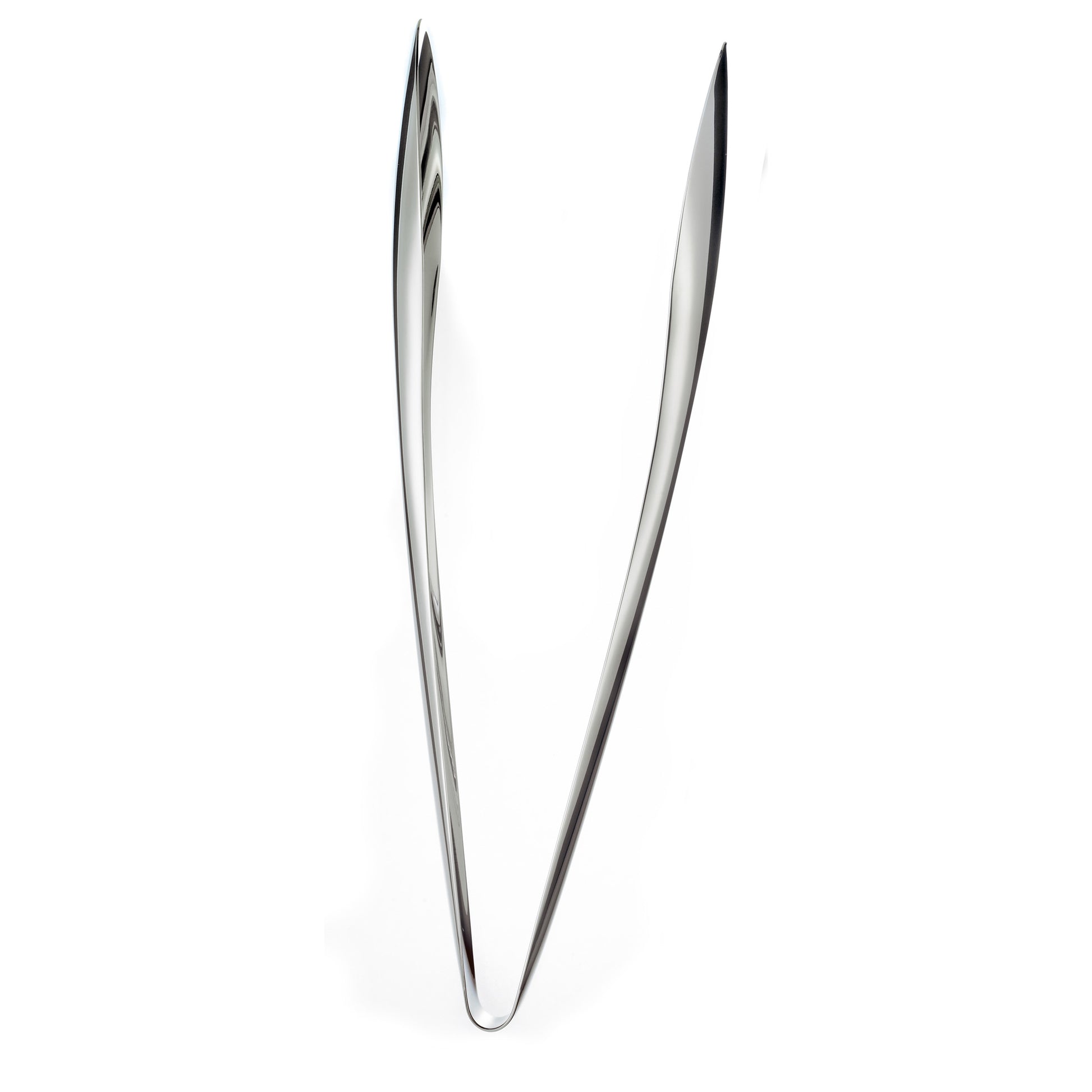 Stainless steel one-piece tongs, pointed tips, shiny finish