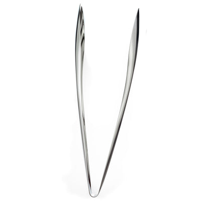 Stainless steel one-piece tongs, pointed tips, shiny finish