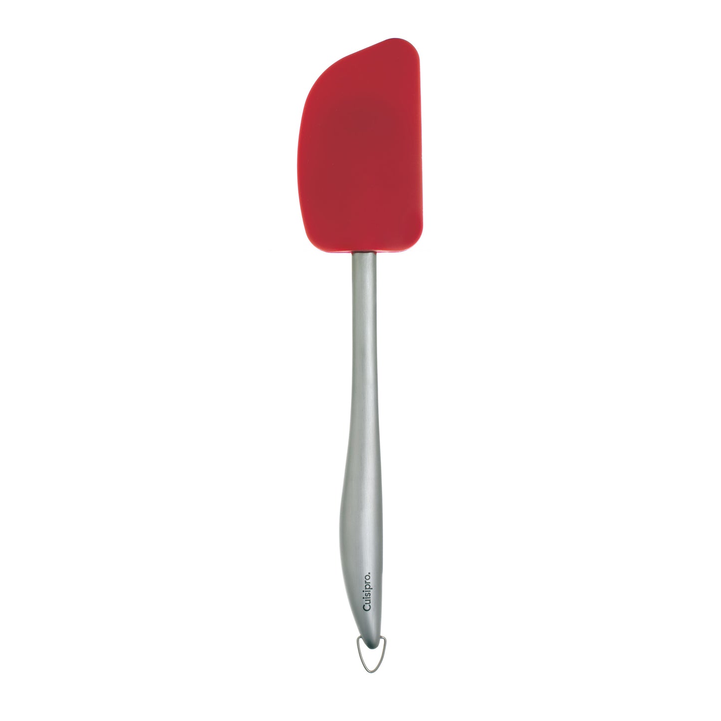 Piccolo silicone spatula with red silicone head and brushed metal handle