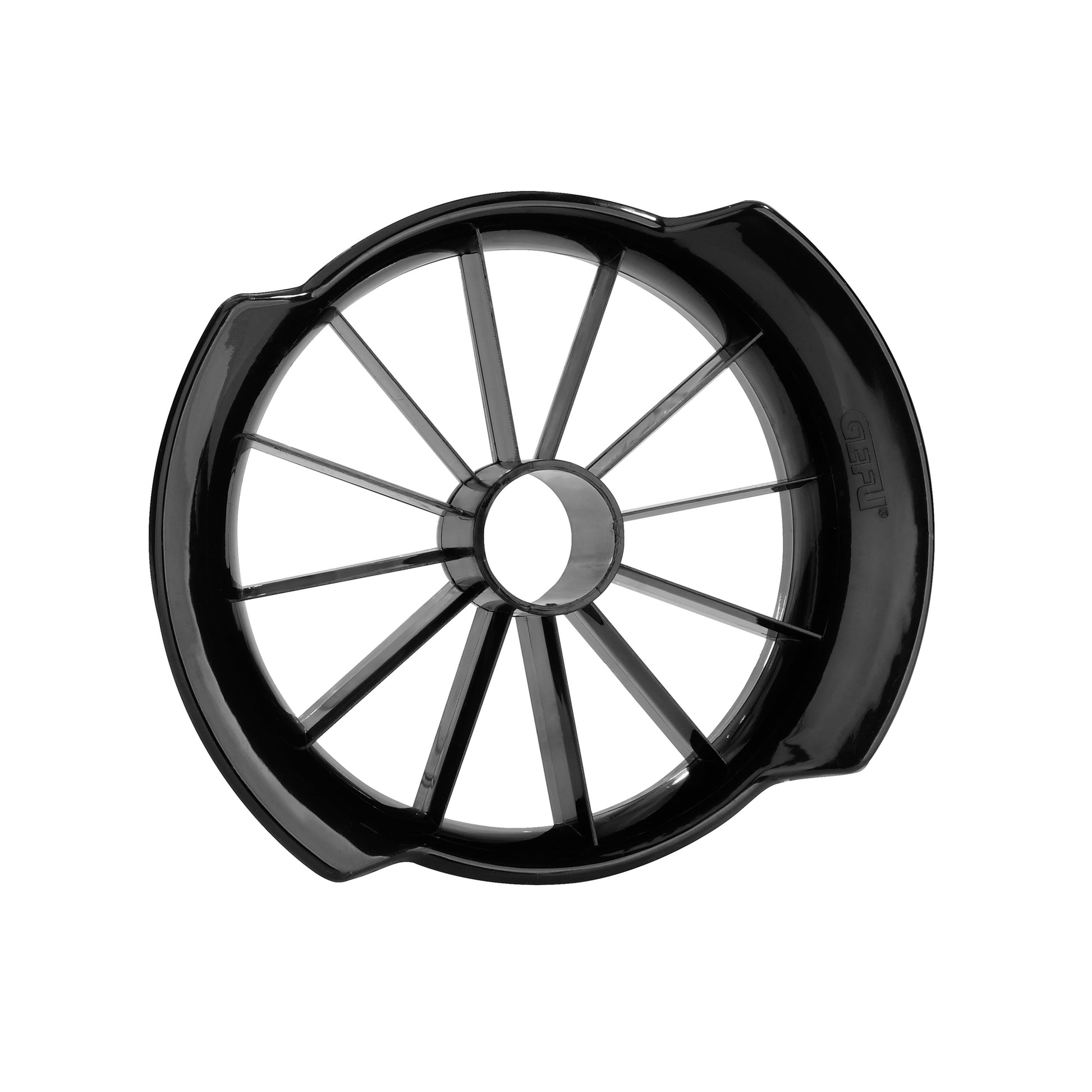 Black pineapple slicer wheel with fan-style blades