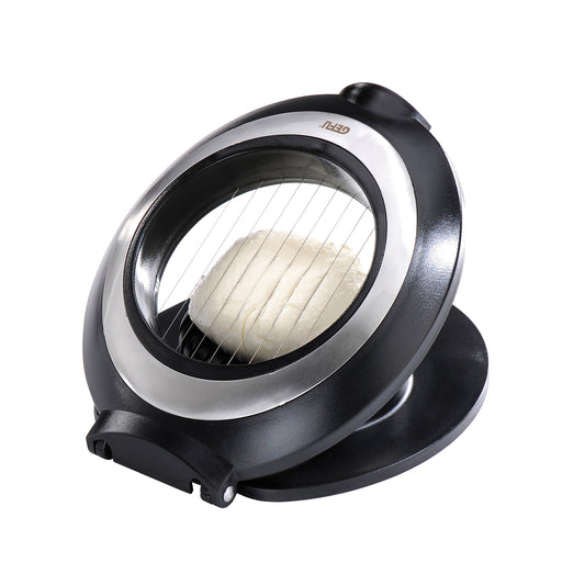 TOSCANA mozzarella slicer with black handle and stainless circular grid blade