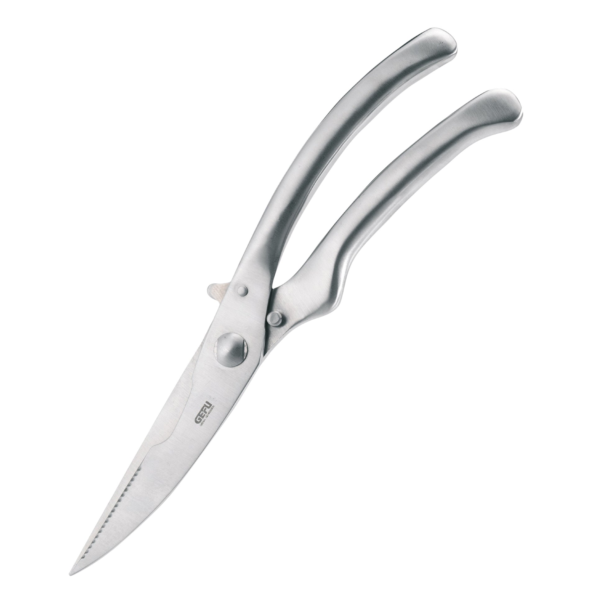 Poultry shears with stainless-steel blades and curved handles