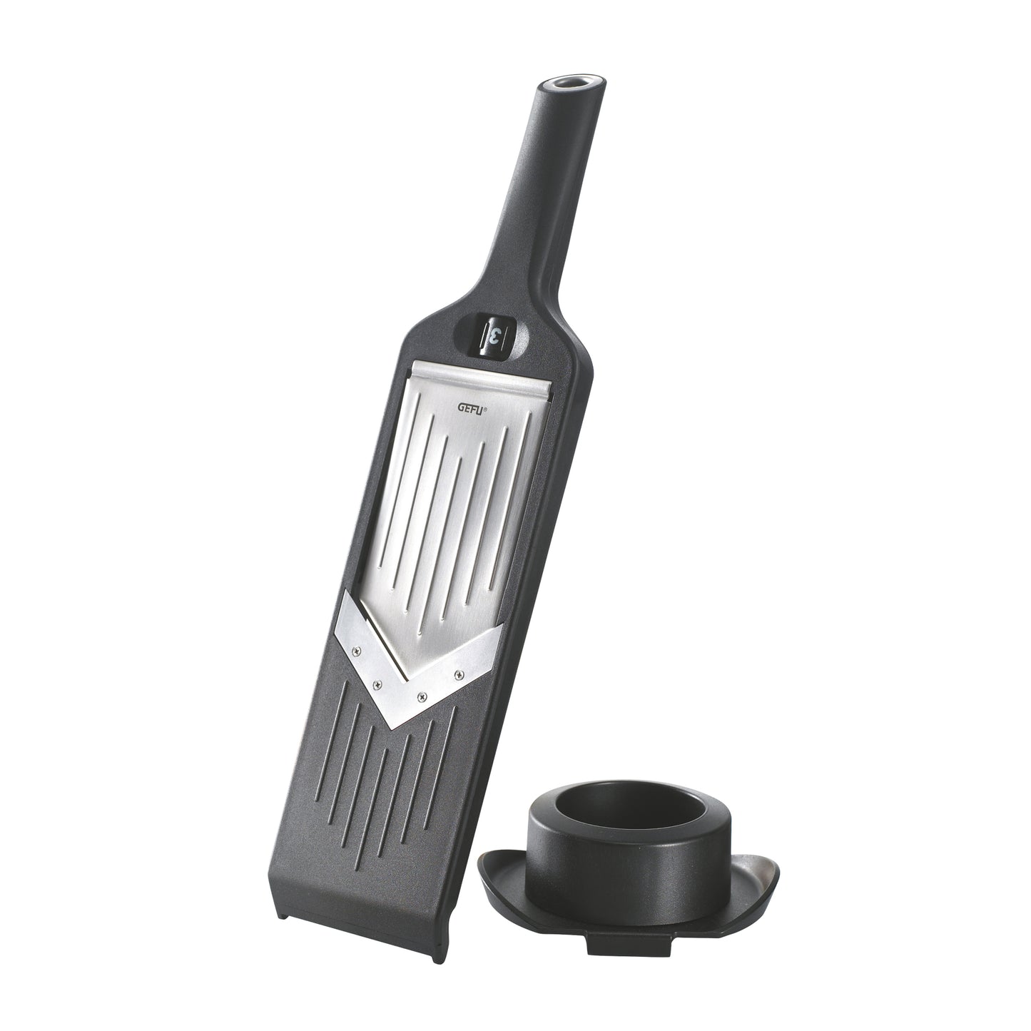 VIOLI V-slicer handheld vegetable slicer with stand, dark gray.