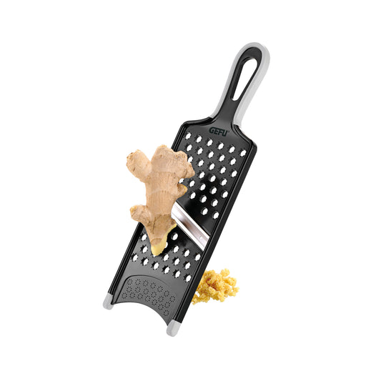ASIA vegetable slicer with perforated grating plate and handle, shredding ginger