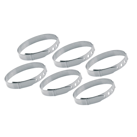 Stainless steel meat roll rings set, oval bands with rivet holes