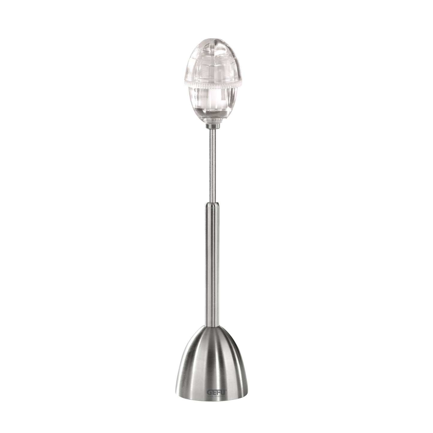 OVO egg cracker and salt shaker with clear cap and stainless steel handle
