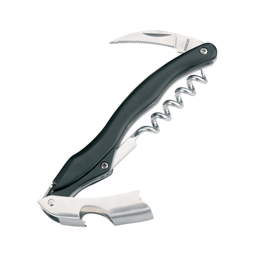 Waiter’s knife corkscrew with dark handle and metal worm