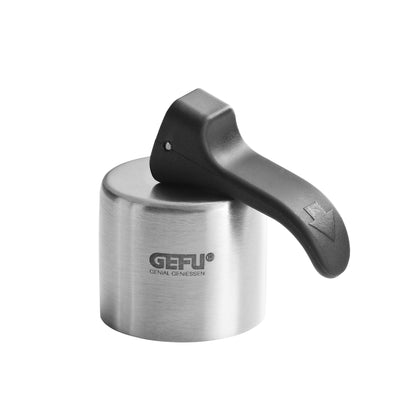 BOTELO stainless steel bottle stopper with black silicone pull handle, vent holes