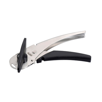 Can opener with black non-slip handle and metal lever, CANDO brand