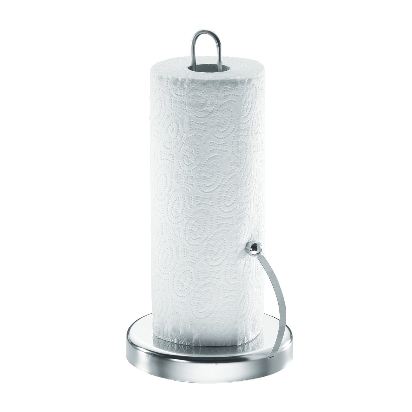 SPENSO kitchen roll holder with white paper towel roll and chrome base