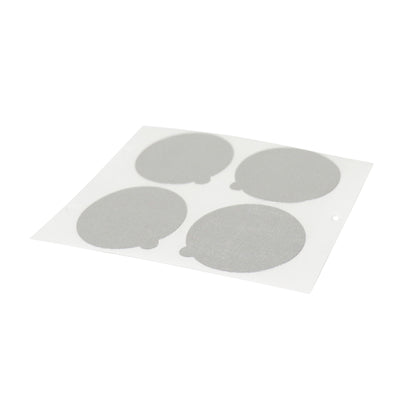 Stick-on aroma seal sheet with five gray circular patches