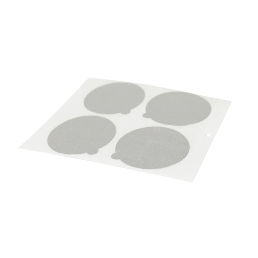 Stick-on aroma seal sheet with five gray circular patches