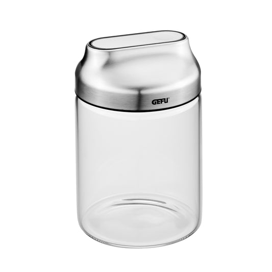 KIPPO food storage container with stainless steel lid and clear body, round shape