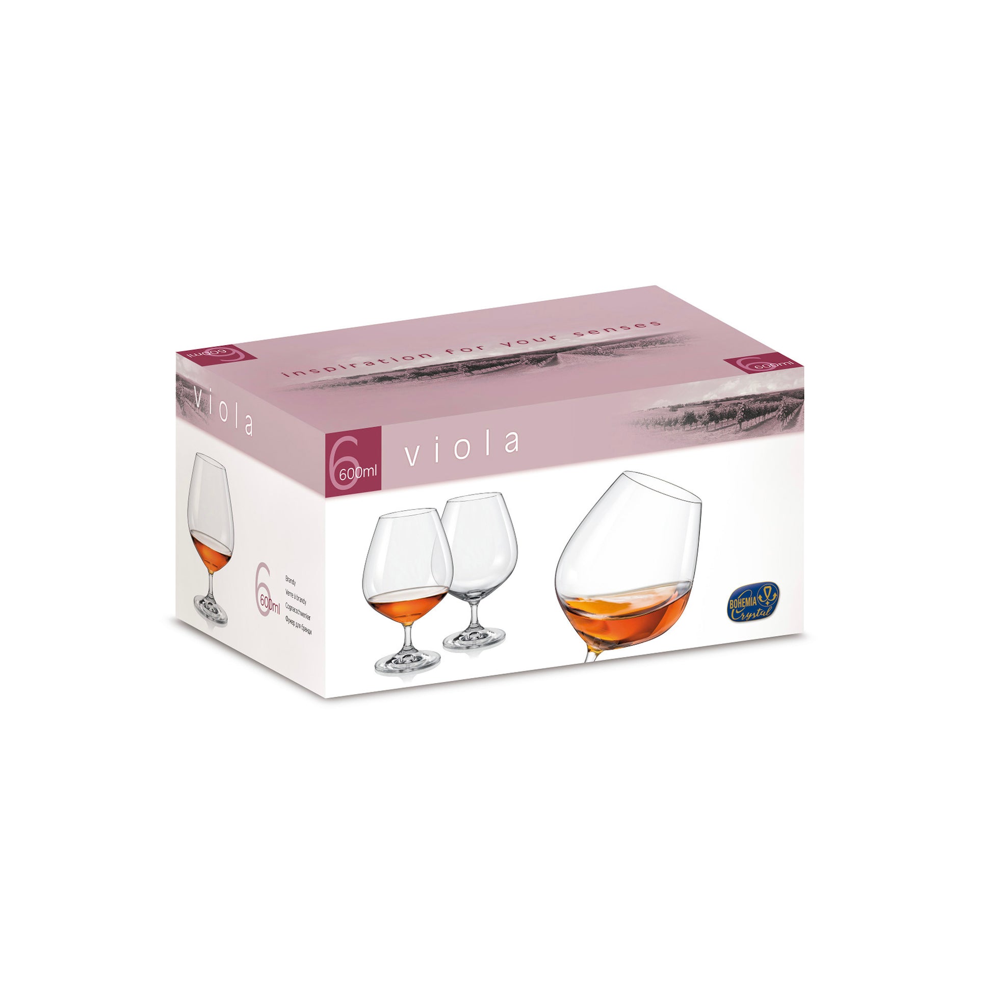 Balloon brandy glass set box with six glasses shown