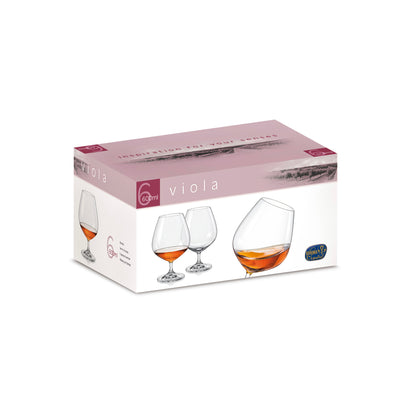 Balloon brandy glass set box with six glasses shown