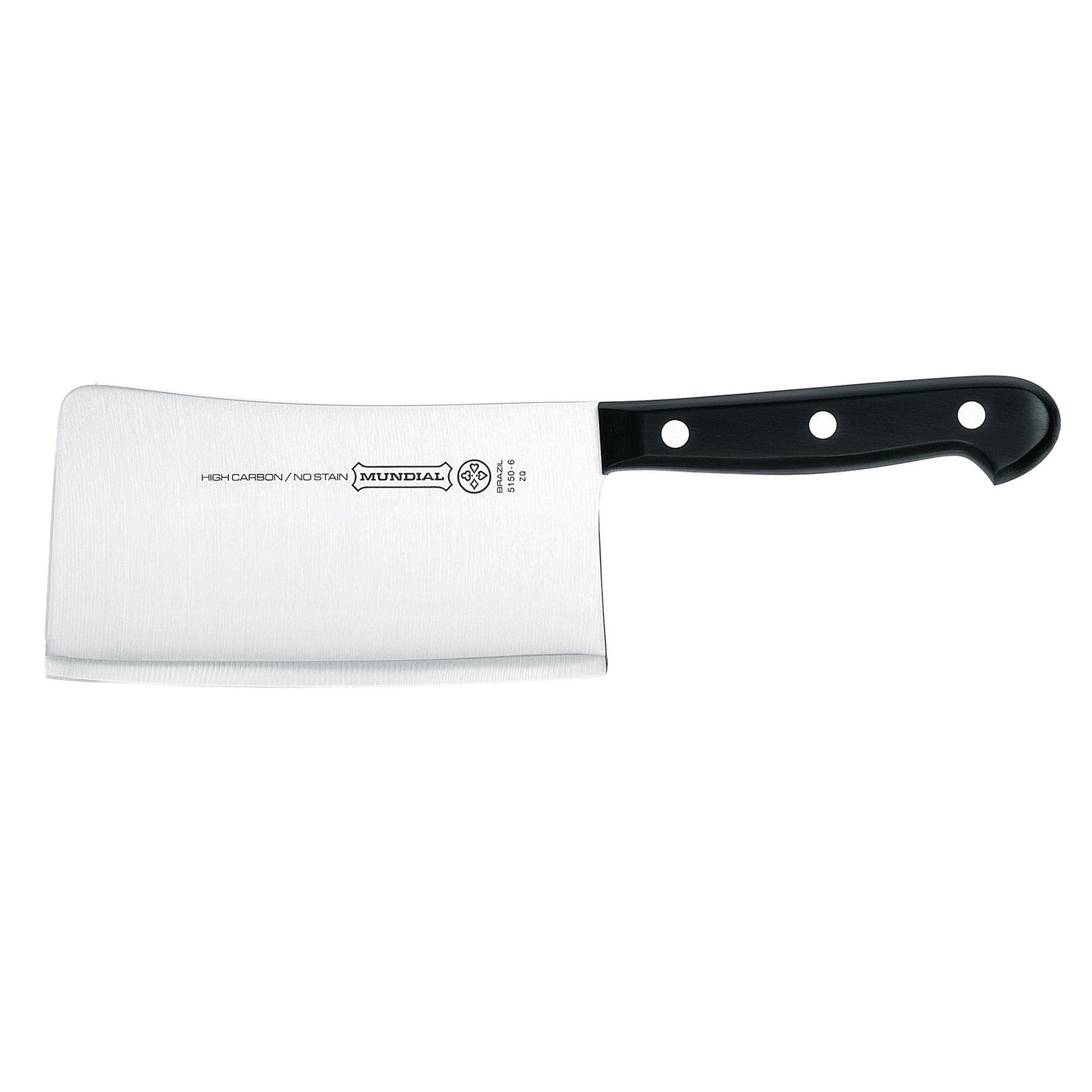 Chef's cleaver knife with stainless blade and black handle