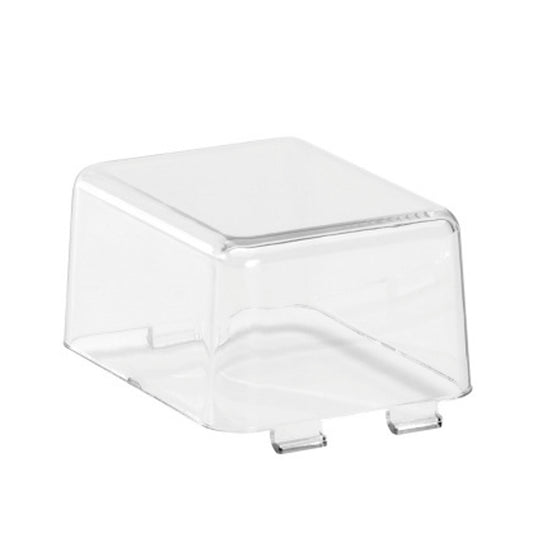 Mini plastic chopper collection box, clear container with front opening and mounting tabs