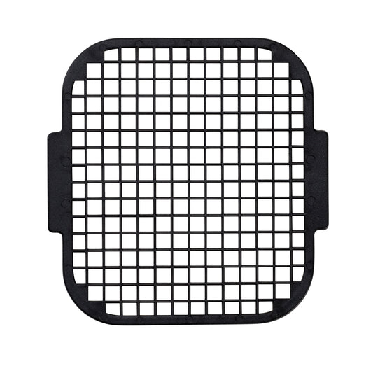 Black plastic cleaning grid insert with square mesh pattern