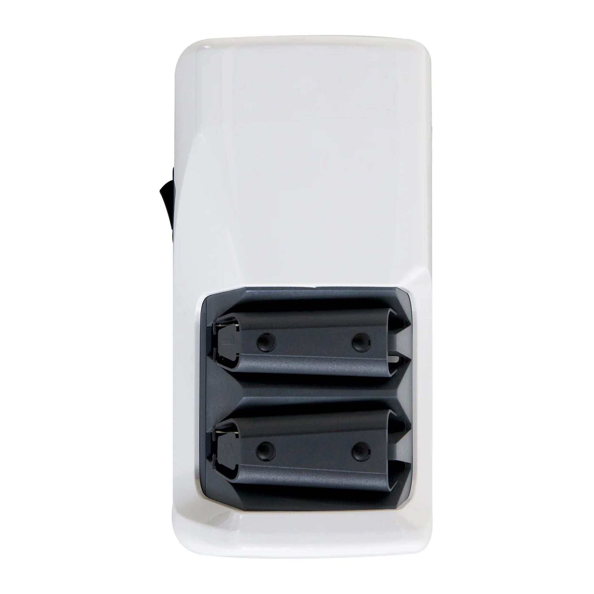 White knife sharpener rear panel with two sharpening guides