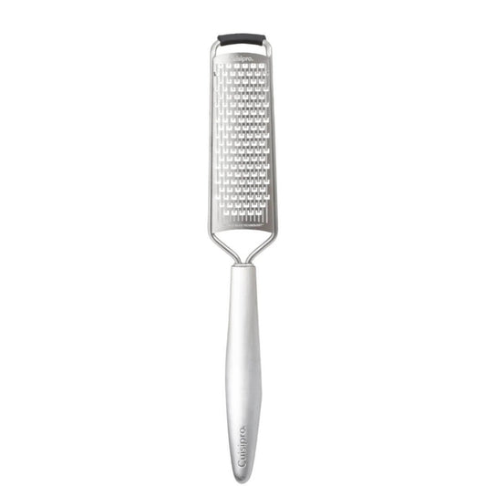 Piccolo mini grater with stainless box-style teeth and white handle
