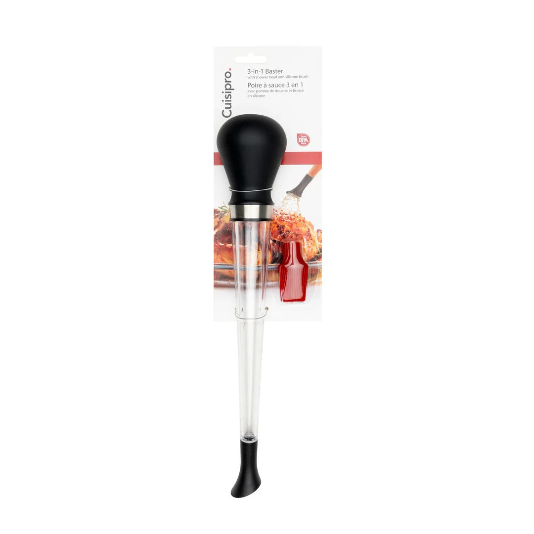 Kitchen turkey baster with black bulb and clear tube, with retail packaging