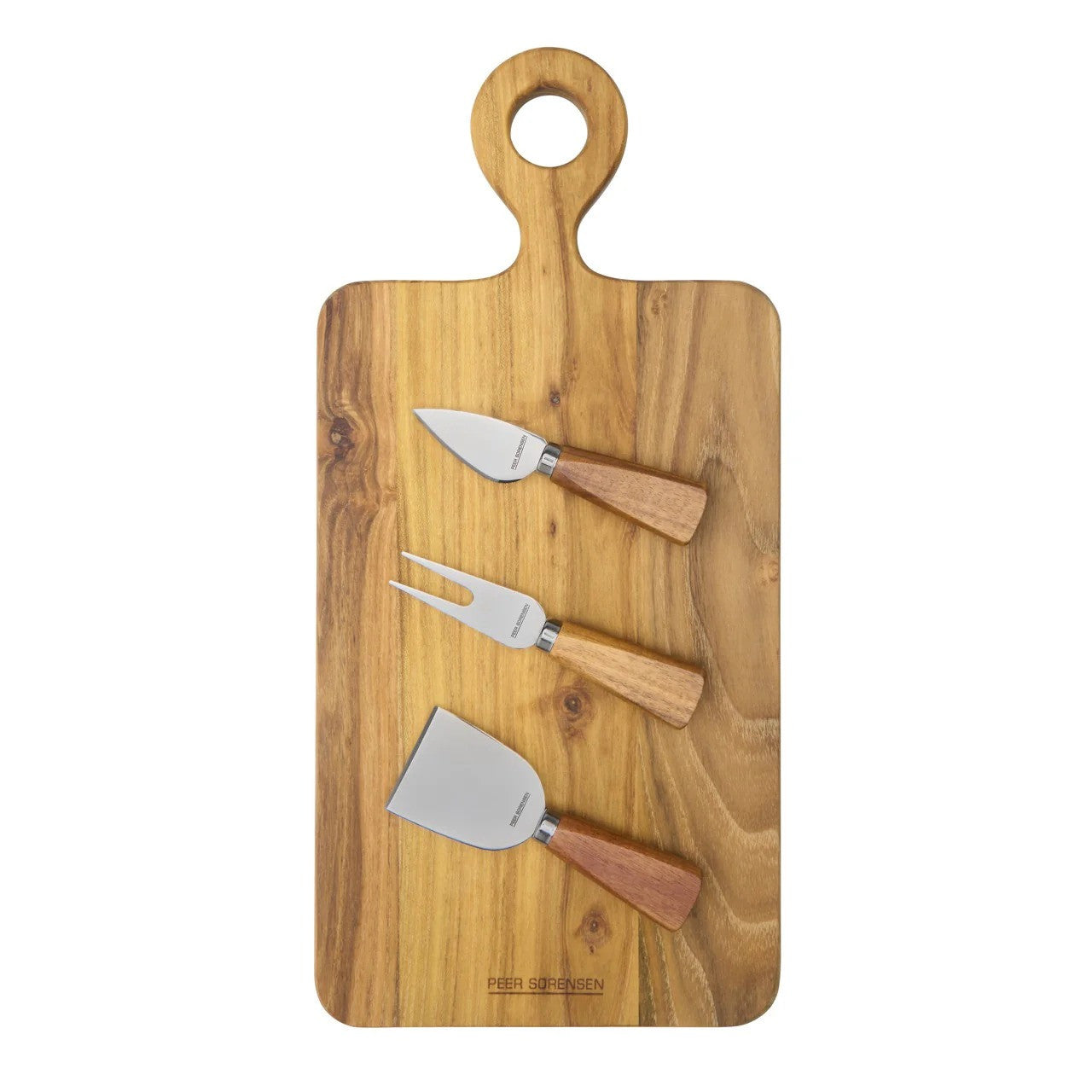 Teak 4 Piece Cheese Knife & Rectangular Board Set