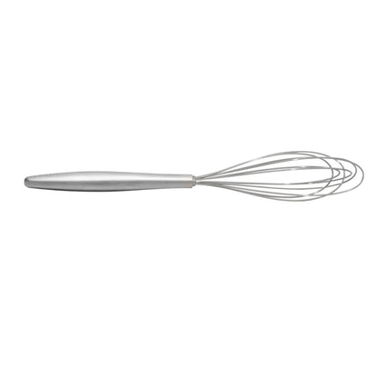 Mini whisk with stainless steel wire loops and long silver handle