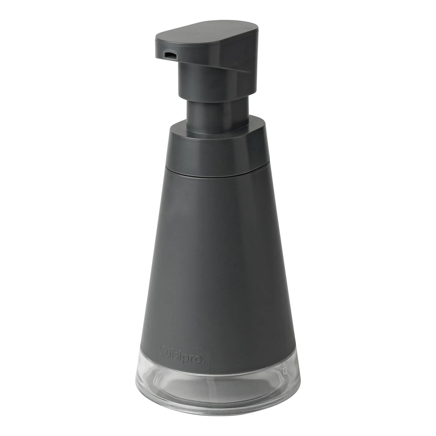 Matte black foam soap pump dispenser with extended top and clear base