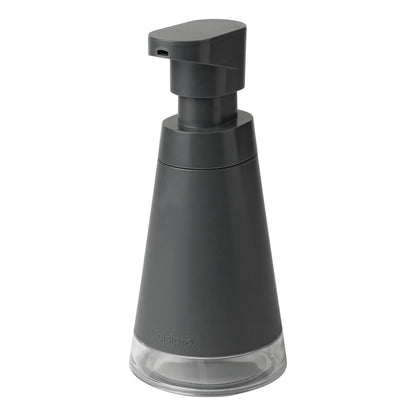 Matte black foam soap pump dispenser with extended top and clear base