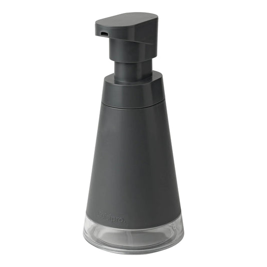 Matte black foam soap pump dispenser with extended top and clear base