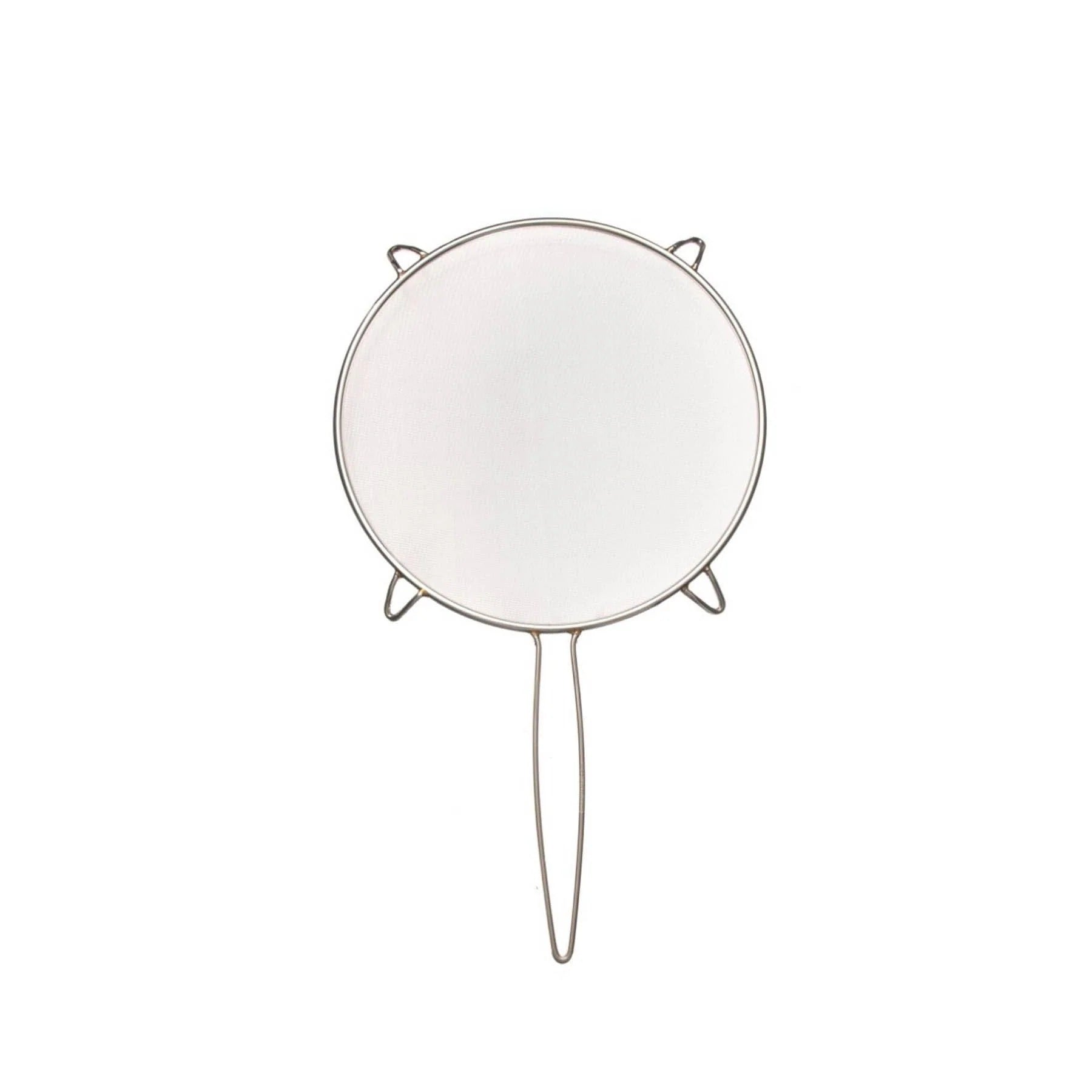 Round wire splatter screen with three legs and loop handles